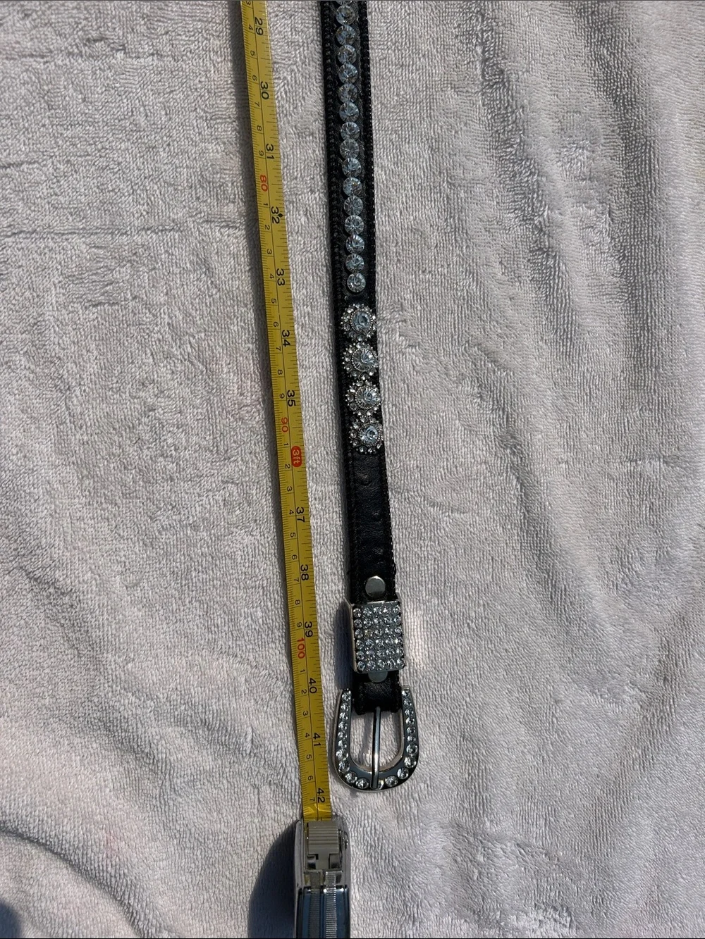 Guess Black Crystal-Embellished Women's Belt